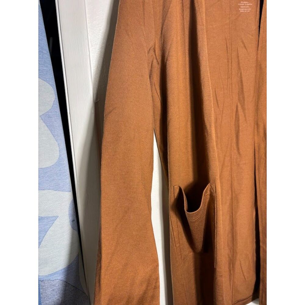 WoolX Paisley Cardigan Sweater Caramel XS Lightweight Merino Wool All Season - Picture 4 of 5